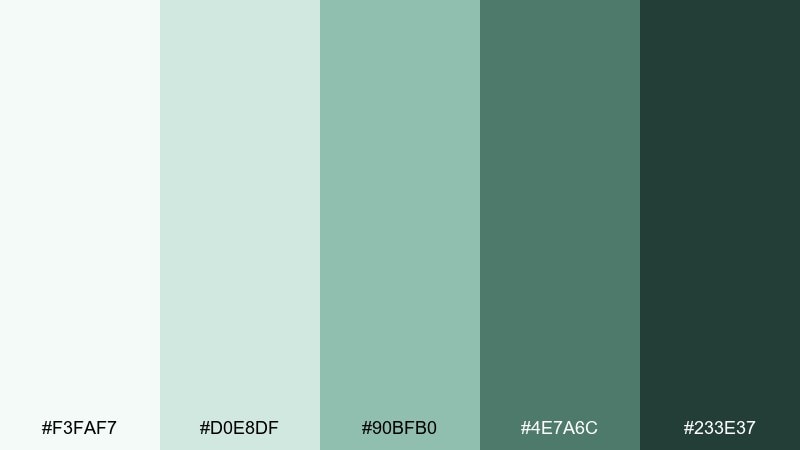 silver spruce color palette with hex codes