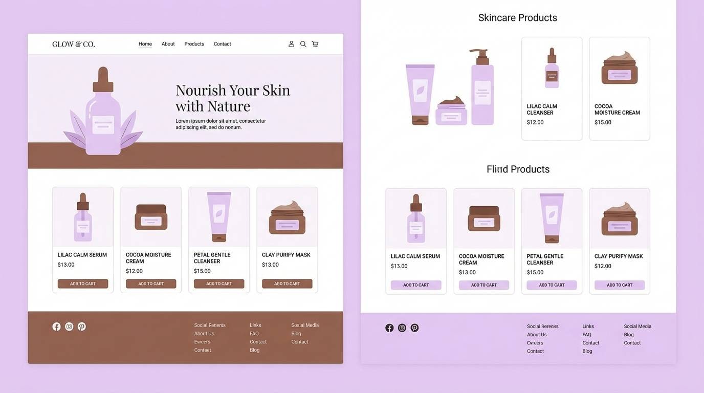 skincare ecommerce ui mockup