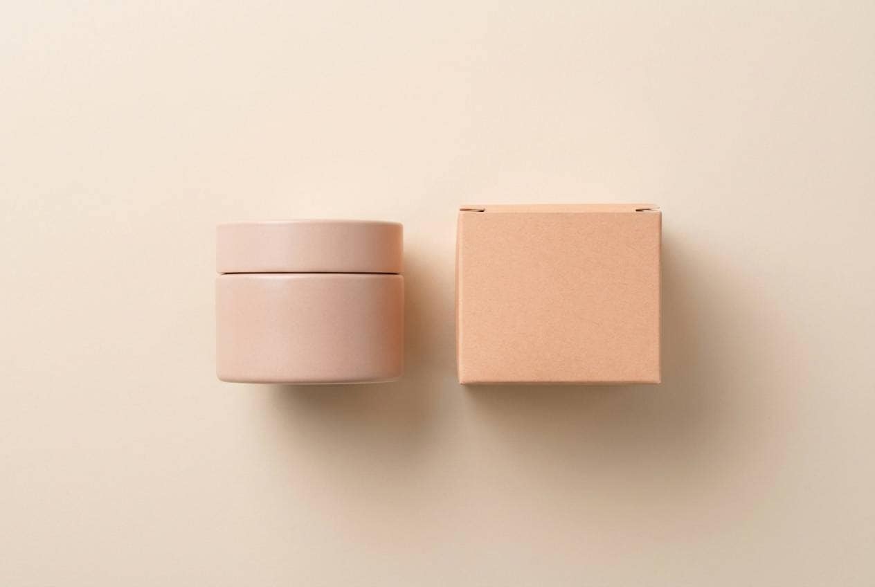 minimal skincare packaging on seamless