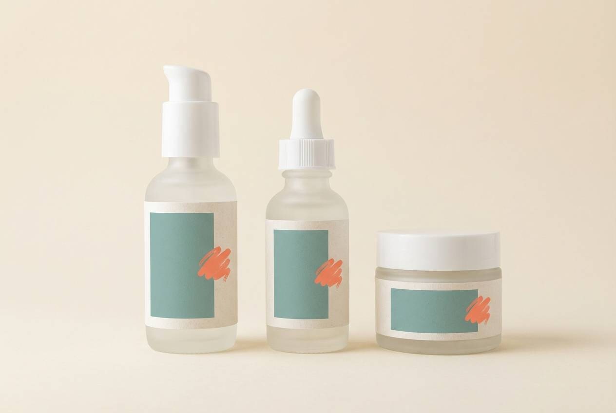 skincare packaging teal coral