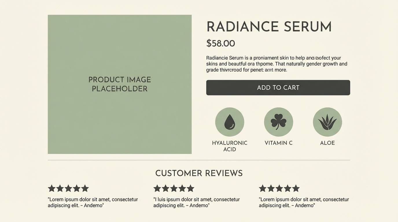 skincare product page ui