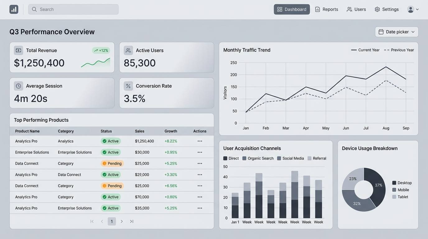 slate saas dashboard ui