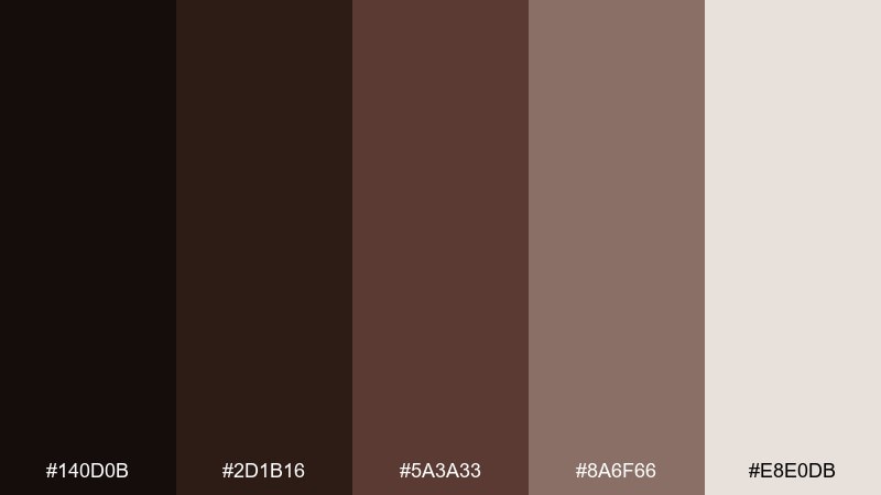 smoked umber color palette with hex codes