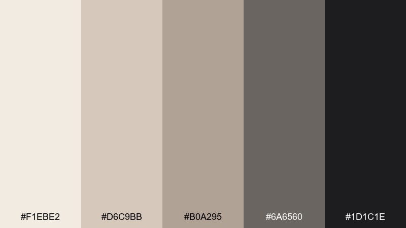 smoky beige nightfall color palette with hex codes