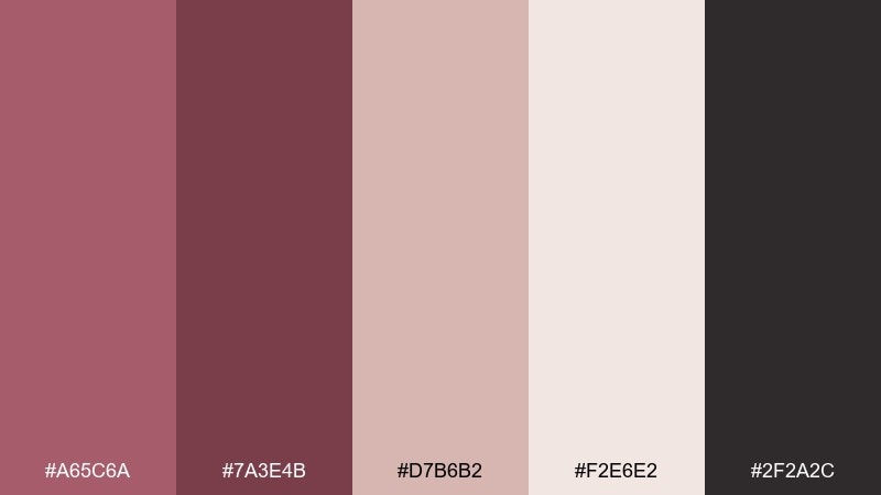 smoky rosewood color palette with hex codes