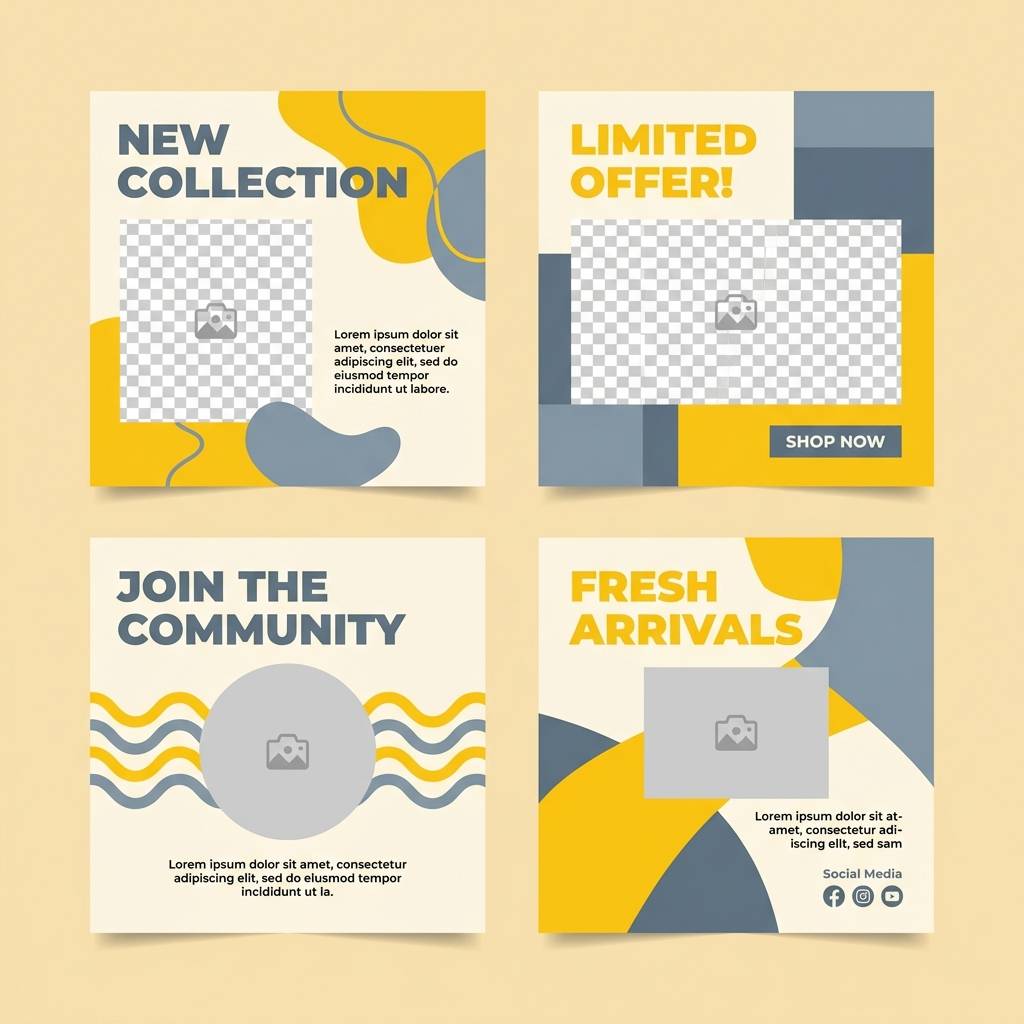 cream yellow social templates