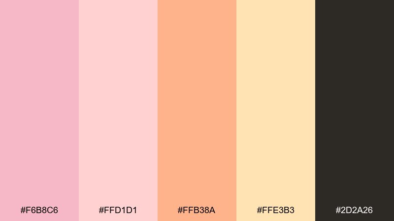 soft coral sunrise color palette with hex codes