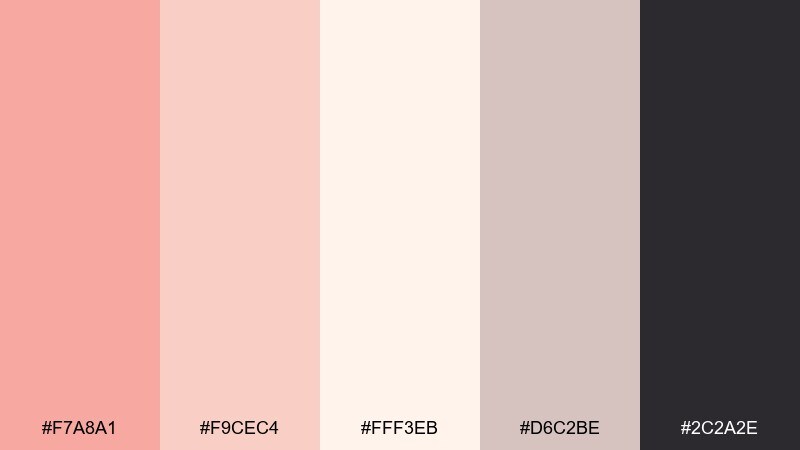 soft editorial peach color palette with hex codes