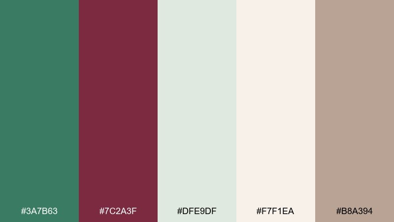soft fern merlot color palette with hex codes