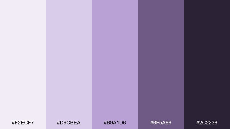 soft lilac dusk color palette with hex codes