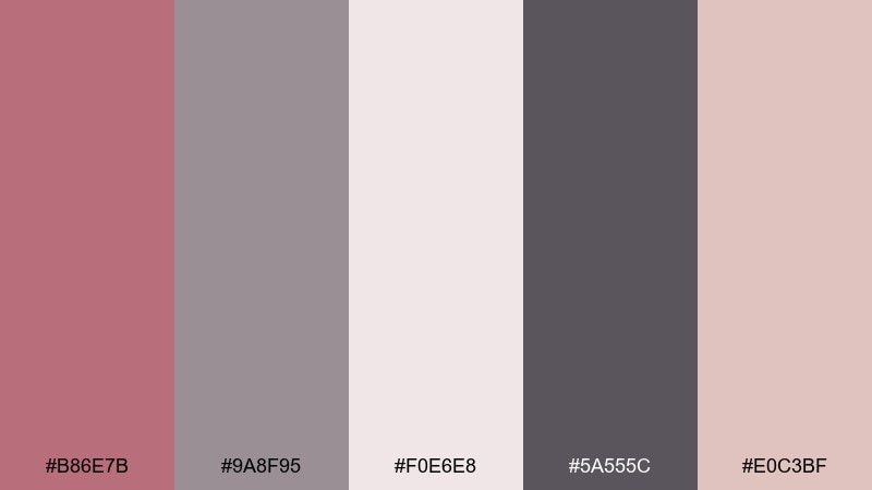 soft rose graphite color palette with hex codes