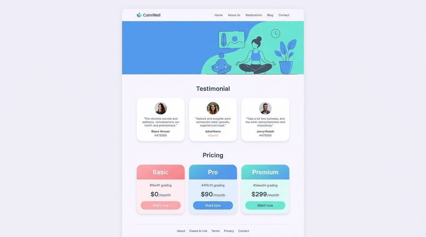 wellness landing page ui