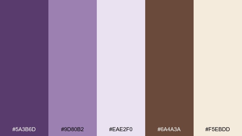 soft wisteria umber color palette with hex codes