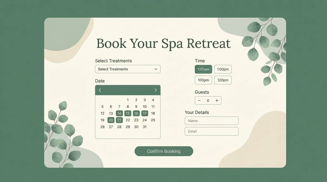 spa booking ui mockup