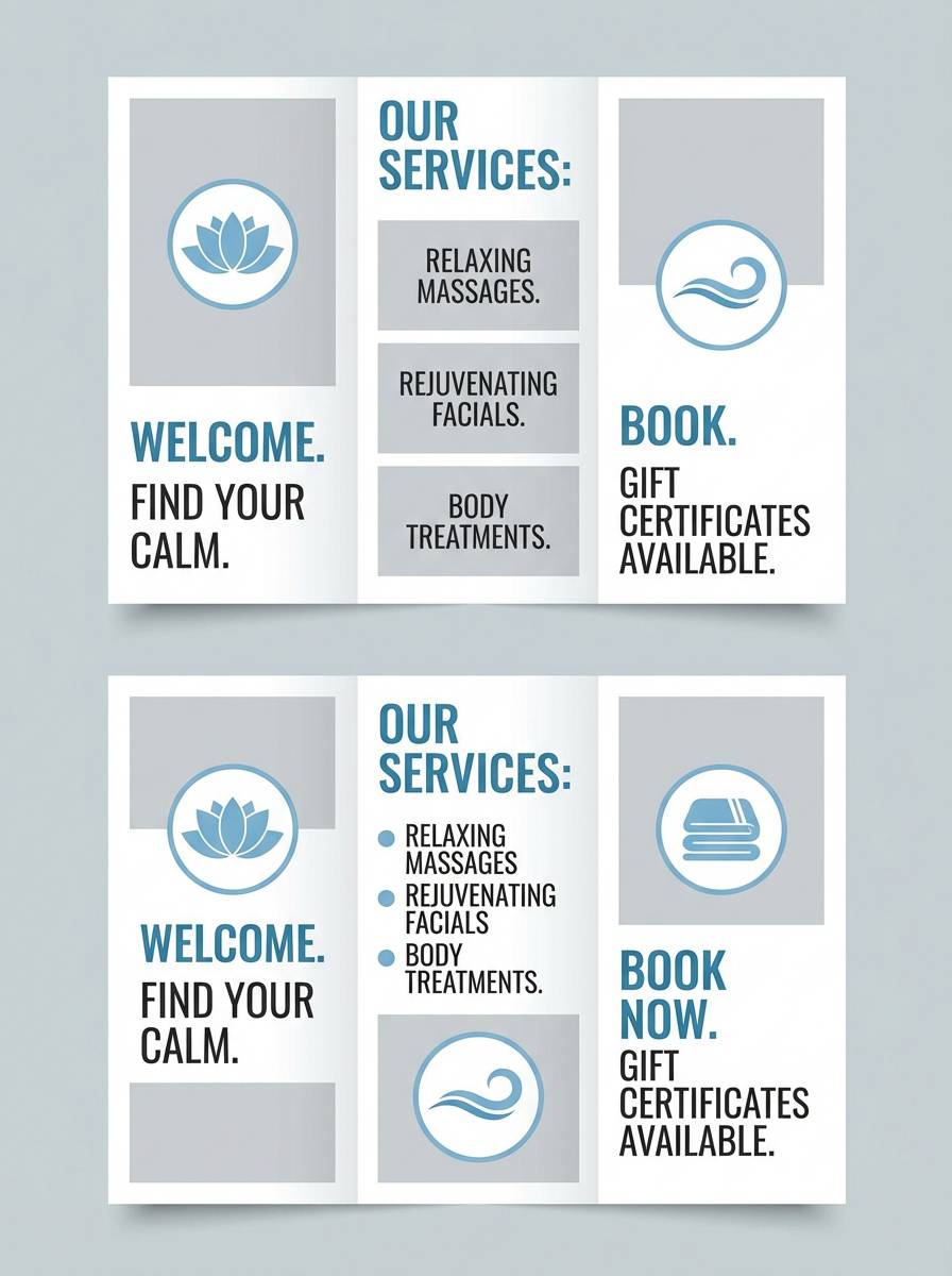 spa brochure in cool blues