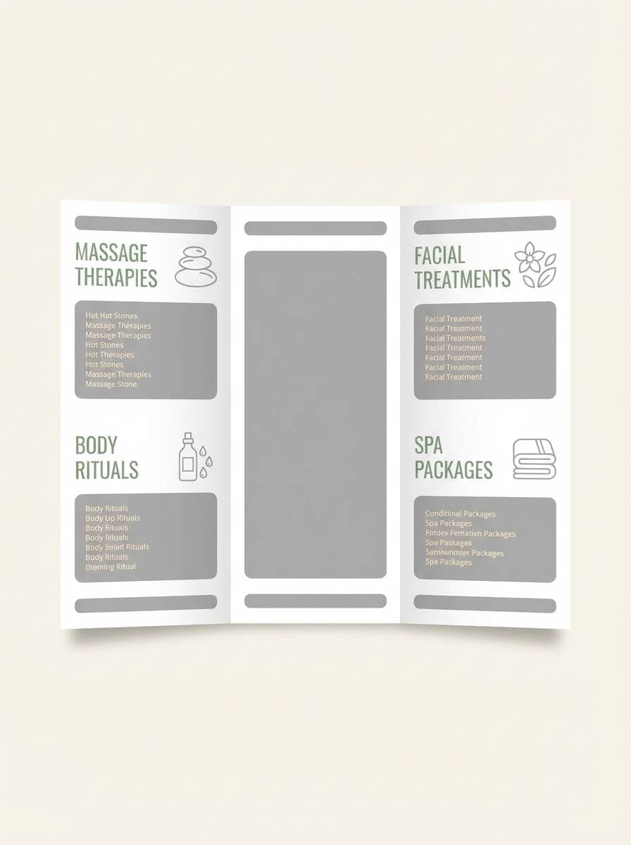 spa menu in sage and silver