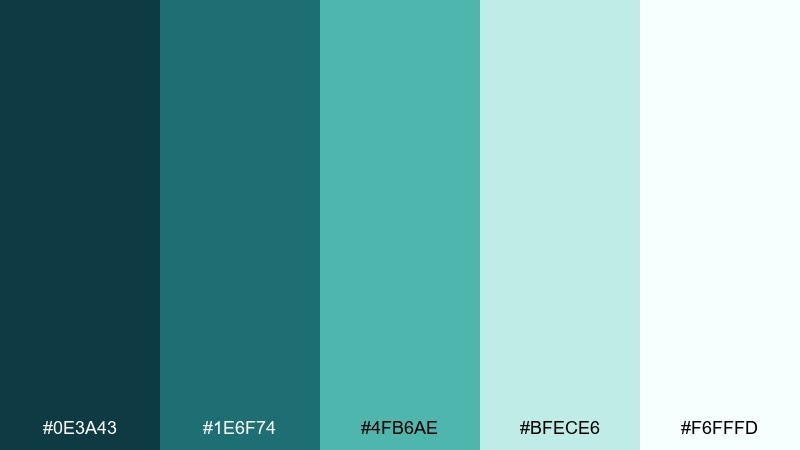 spa retreat color palette with hex codes