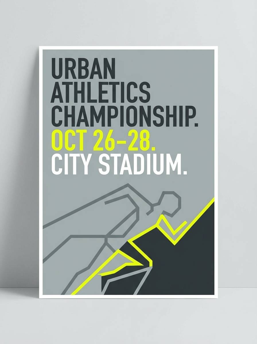 charcoal yellow sports poster