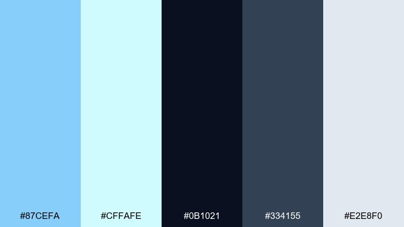 stardust night color palette with hex codes