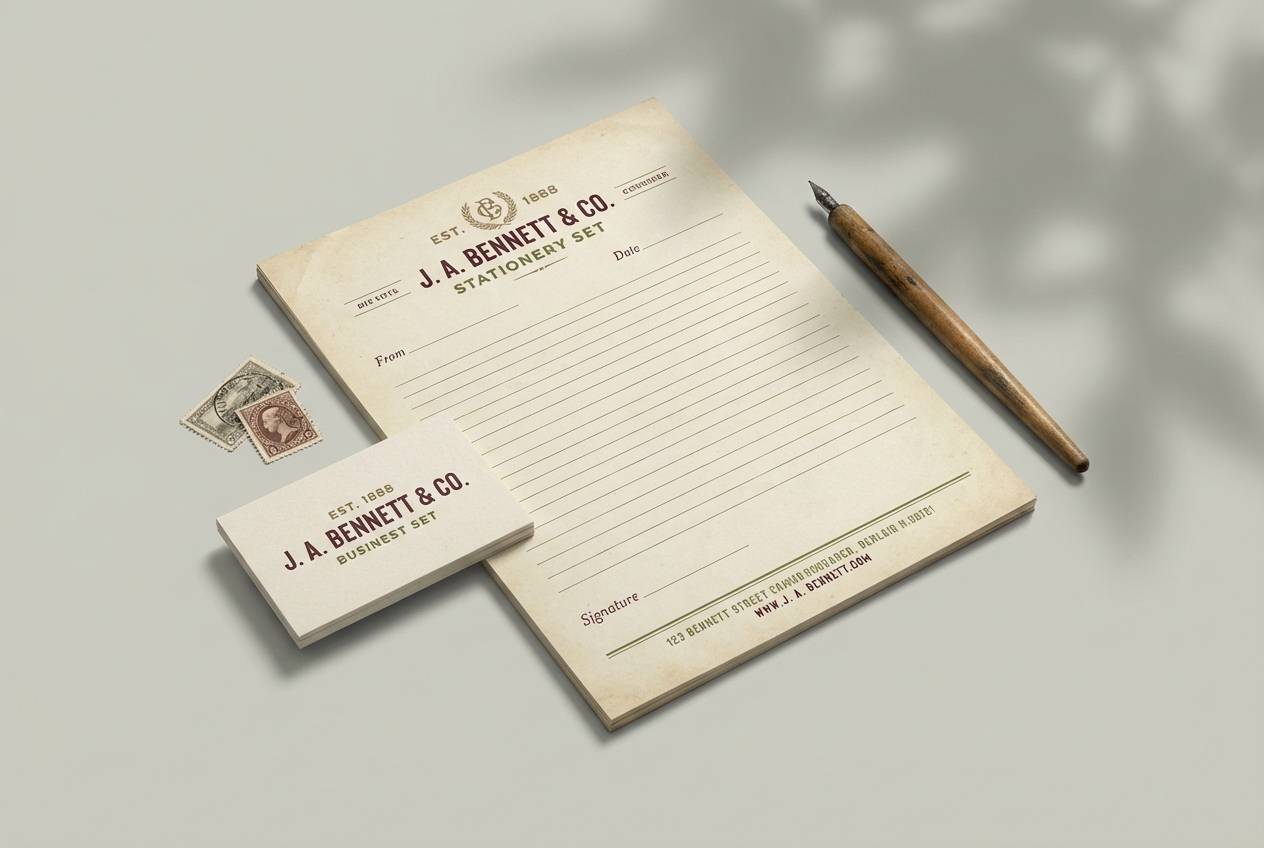 vintage stationery set studio shot