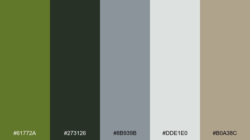 steel & olive color palette with hex codes