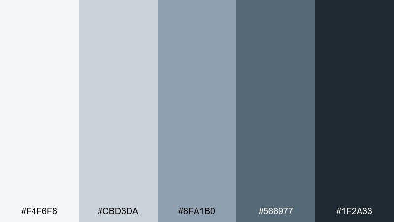 steel and sky color palette with hex codes
