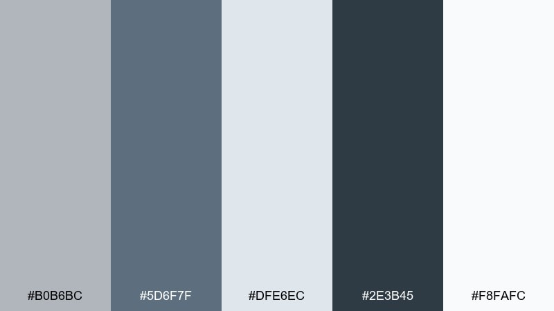 steel blue mist color palette with hex codes