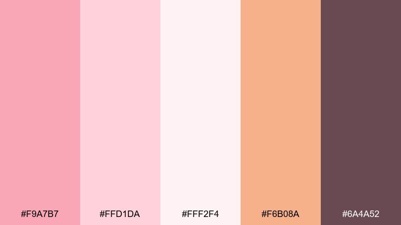 strawberry milk color palette with hex codes