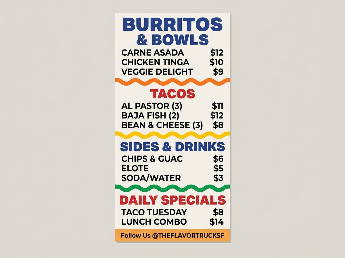 food menu board design