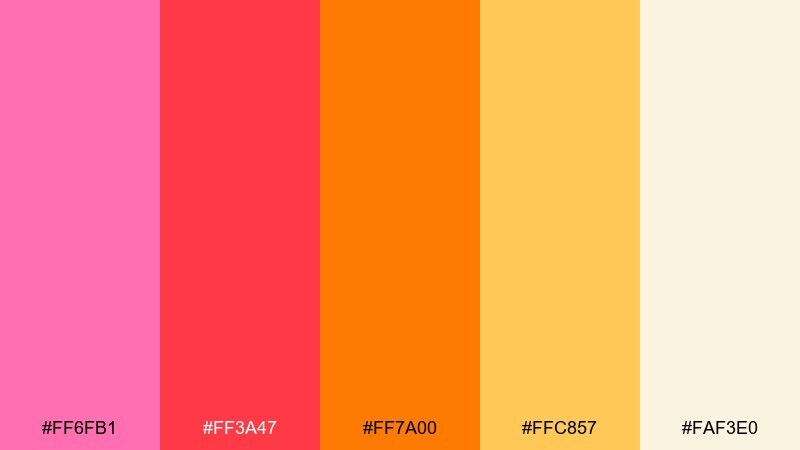 studio sunrise color palette with hex codes