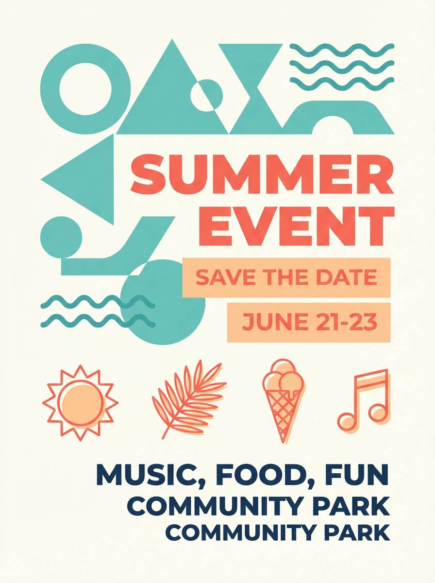 summer flyer teal coral