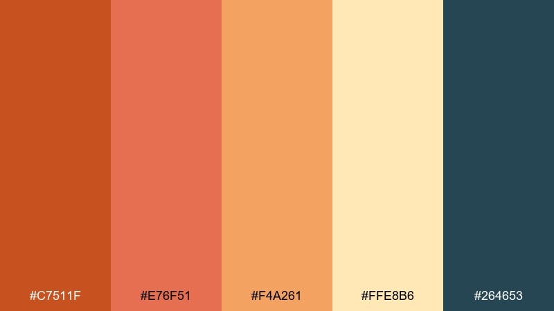 sunlit terracotta color palette with hex codes