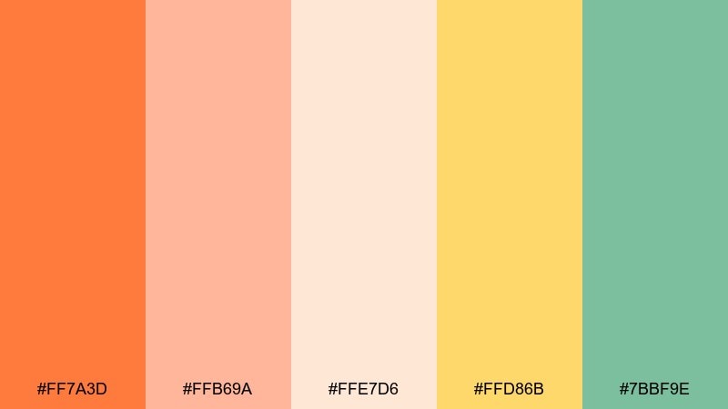 sunrise sherbet color palette with hex codes