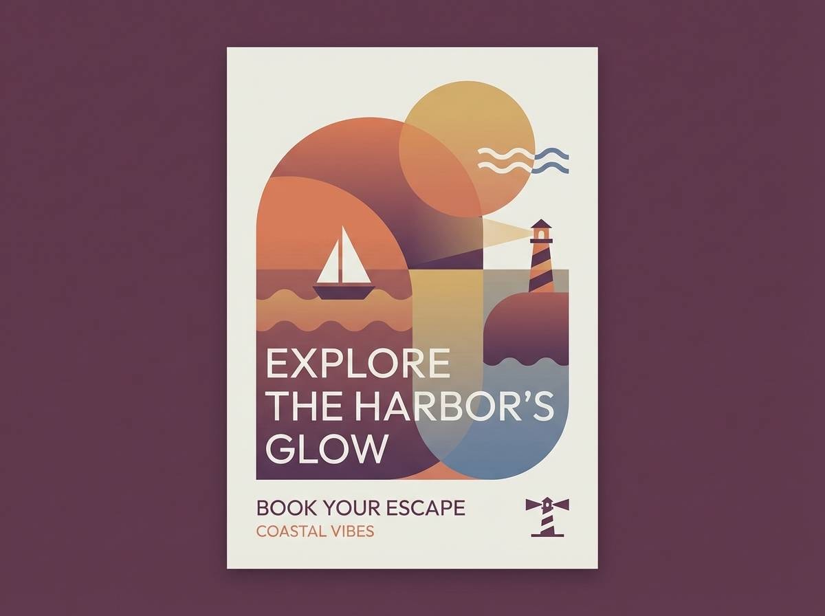 sunset harbor poster