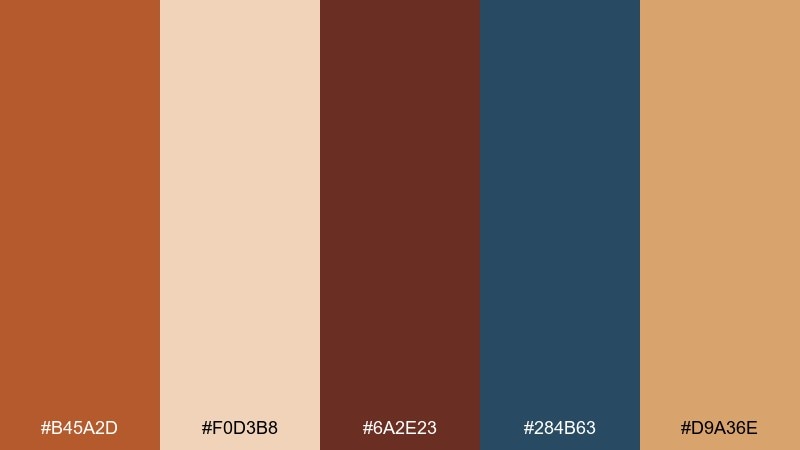 sunset leather color palette with hex codes