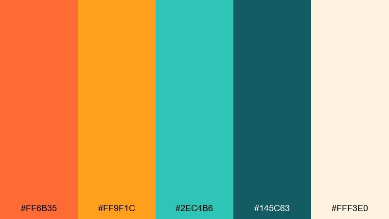 sunset reef color palette with hex codes