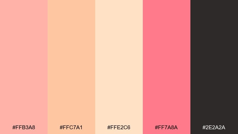 sunset sorbet color palette with hex codes