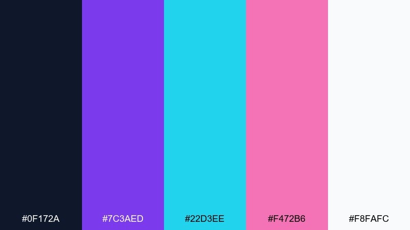 synth neon color palette with hex codes