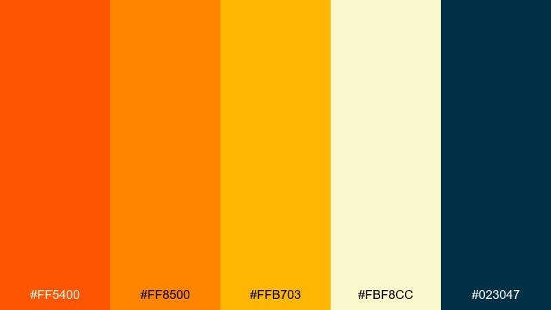 tangerine zest color palette with hex codes