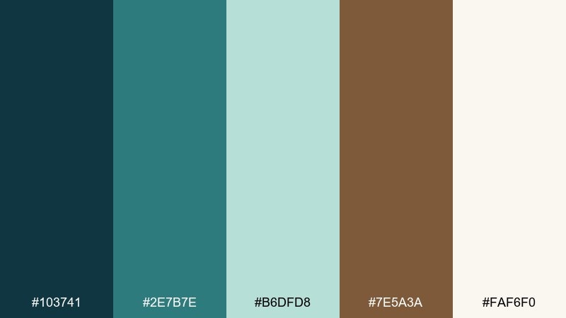 teal bronze minimal color palette with hex codes