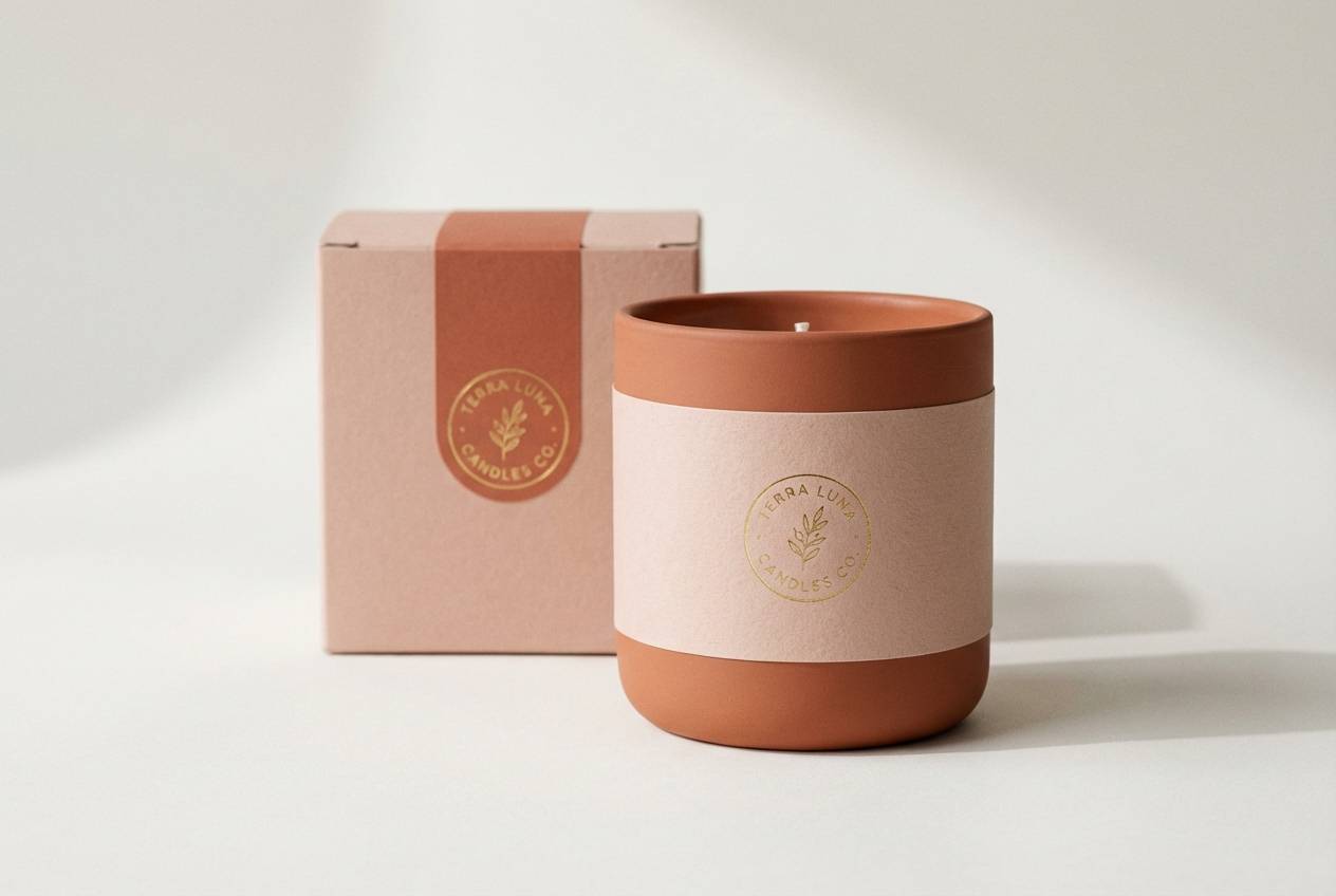 terracotta gold packaging shot