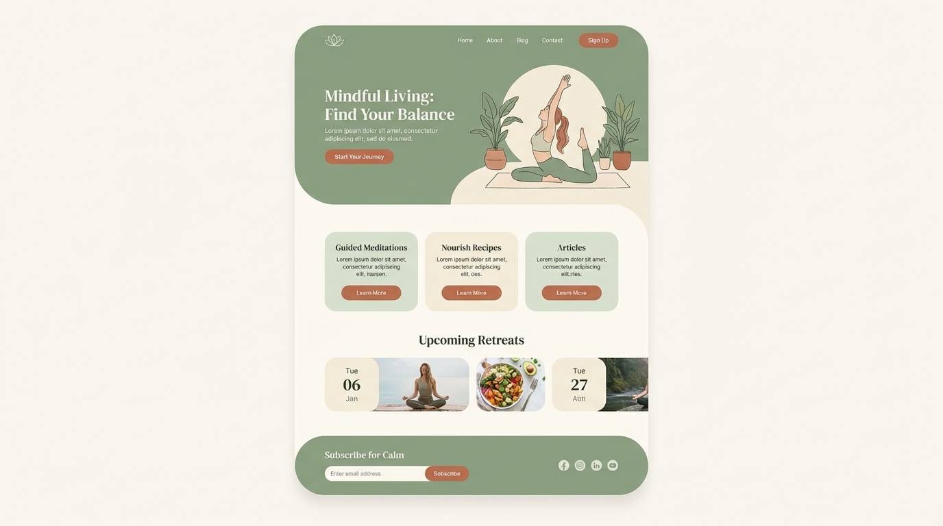 calm wellness landing page