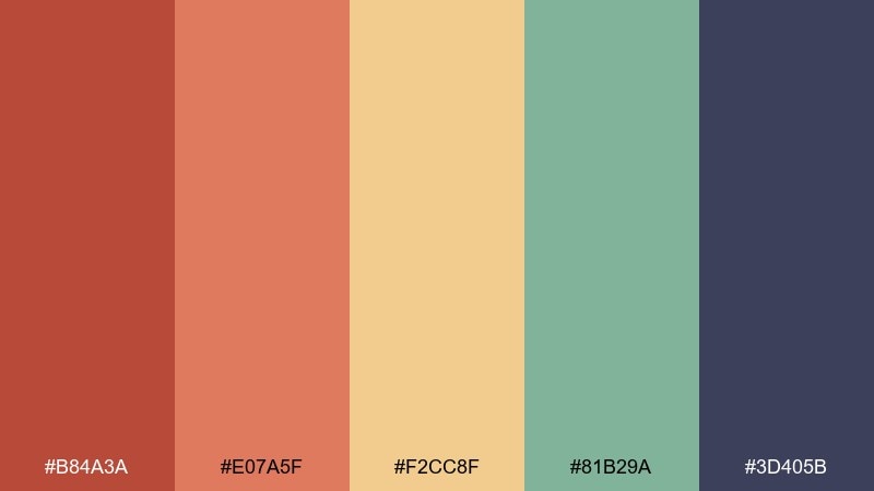 terracotta tapestry color palette with hex codes