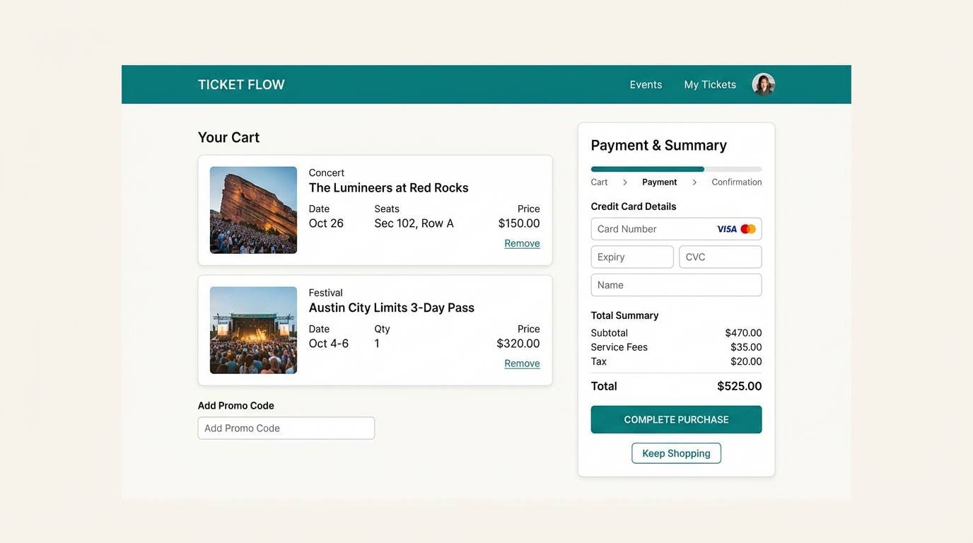 ticket checkout ui