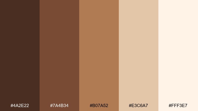 toffee latte color palette with hex codes