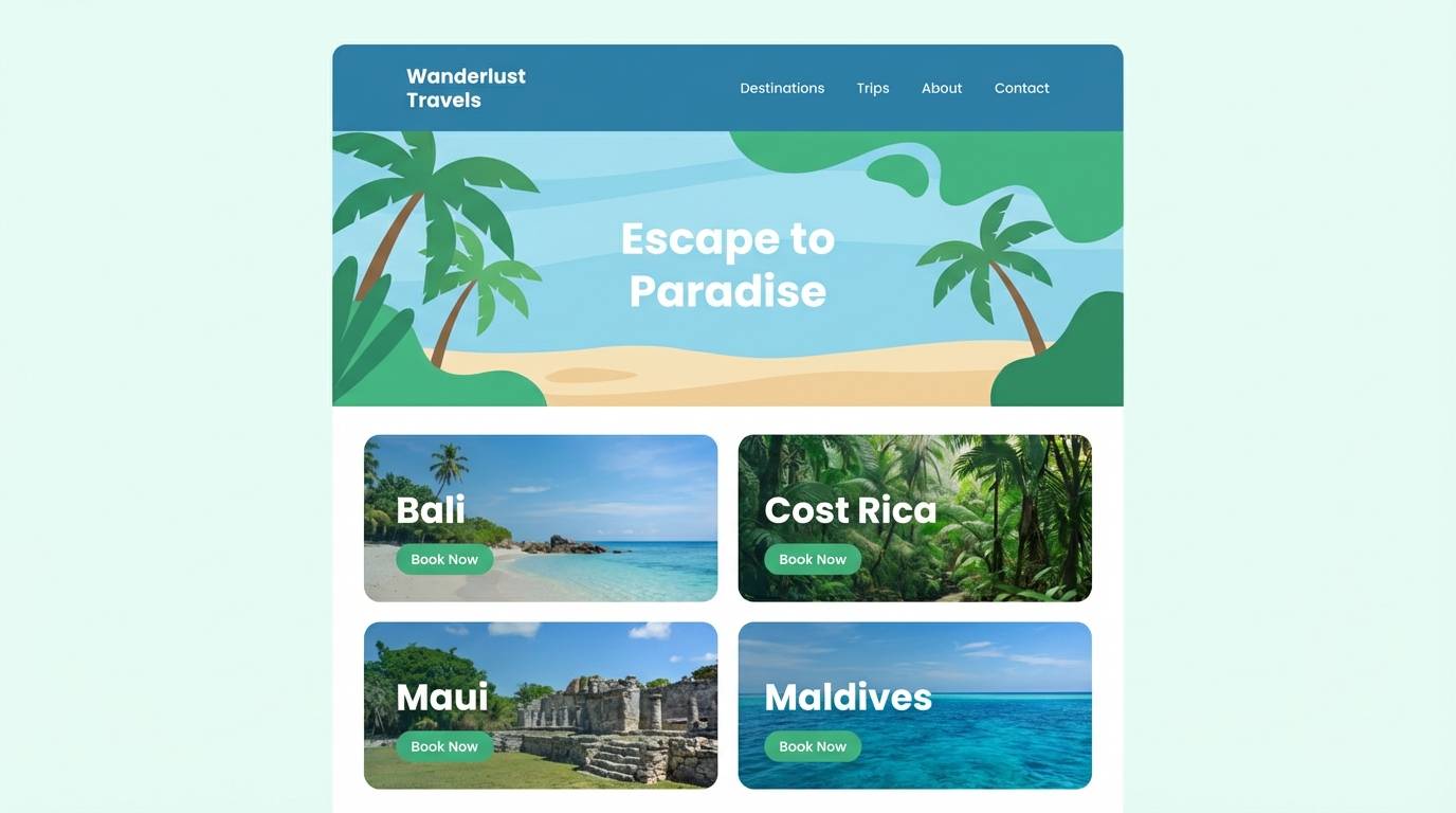 travel homepage ui in blues