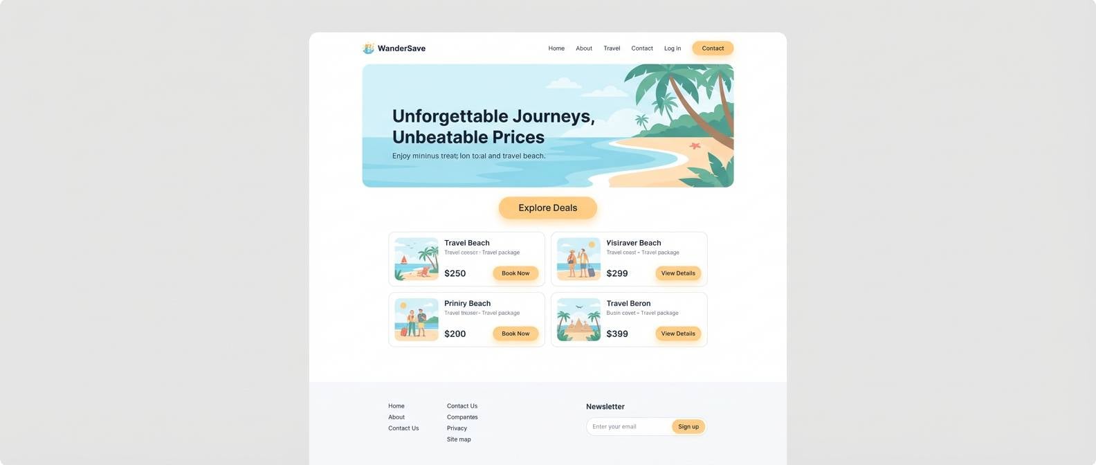 travel landing page ui