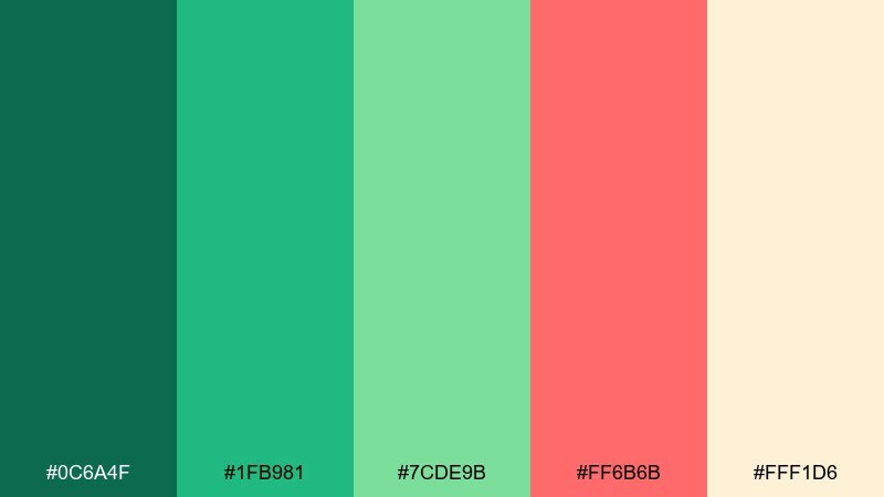 tropical leaf splash color palette with hex codes