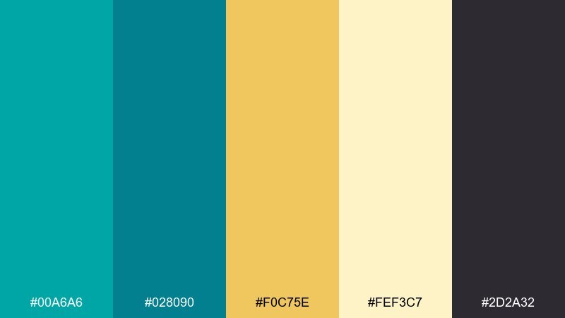tropical resort color palette with hex codes