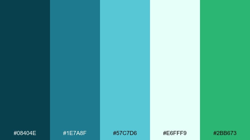tropical shade color palette with hex codes
